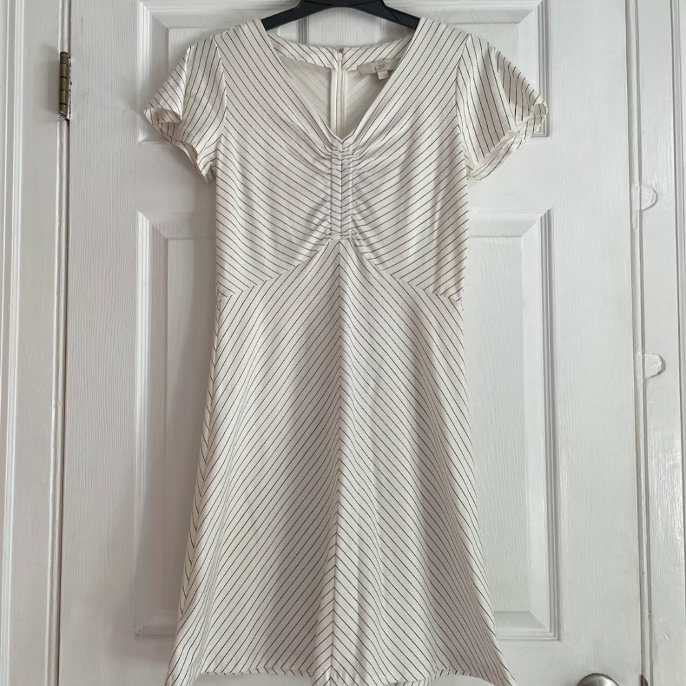 LOFT White striped dress